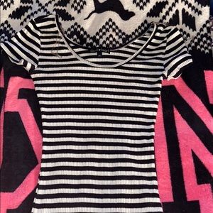 white and black striped dress